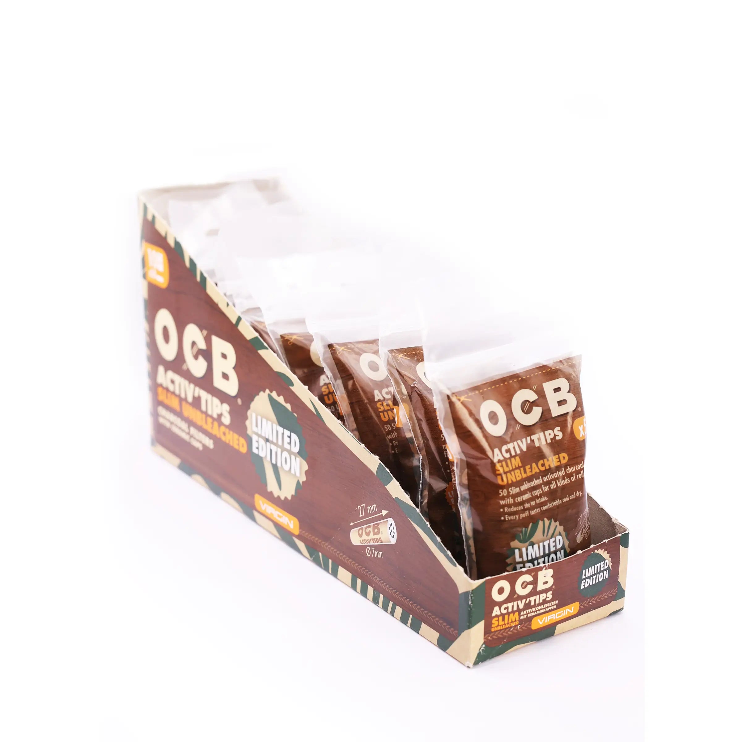 OCB Activ Tips Slim Unbleached Aktivkohlefilter 7mm Limited Edition 50er Beutel