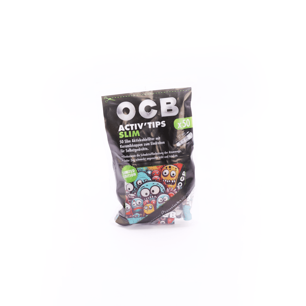 Activ Tips Slim Aktivkohlefilter 7mm Limited Edition 50er Beutel - Only Bubatz