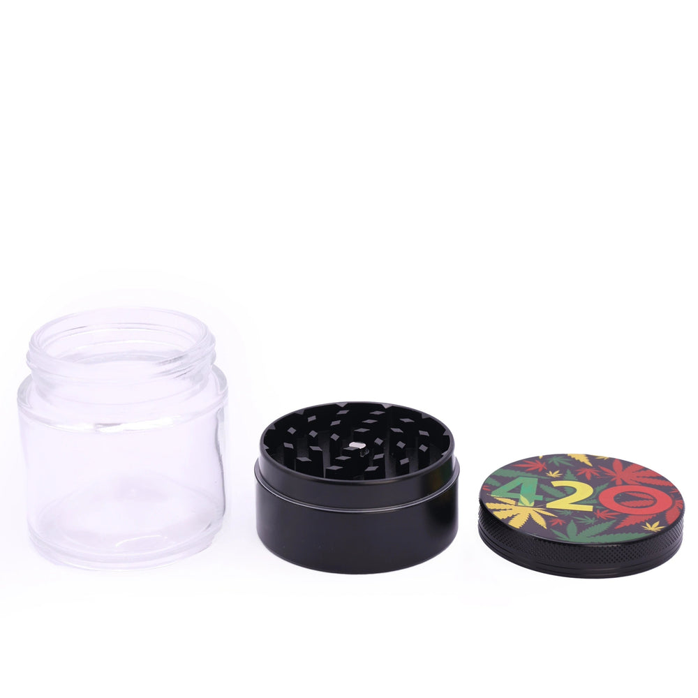 Metall Mühle Grinder Aufbewarungsglas 60mm Hemp - Only Bubatz