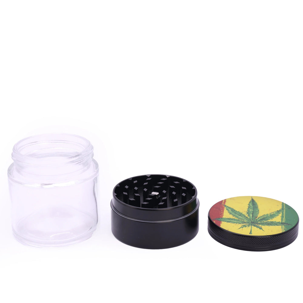 Metall Mühle Grinder Aufbewarungsglas 60mm Hemp - Only Bubatz