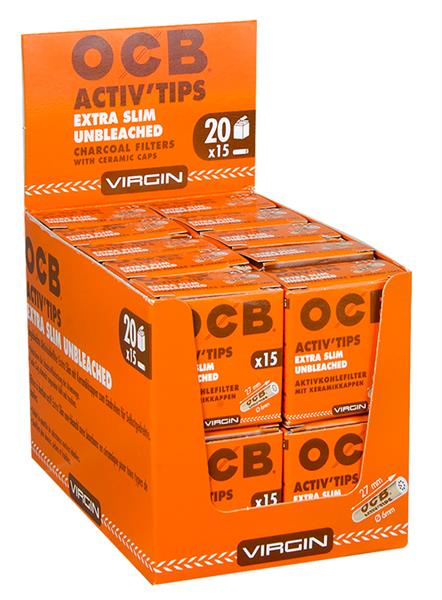 OCB Activ Tips EXTRA Slim Unbleached Aktivkohlefilter 6mm 15er Schachtel - Only Bubatz
