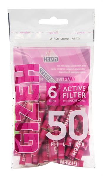 PINK Active Filter Slim 6mm 50 Filter Beutel 10er Display - Only Bubatz