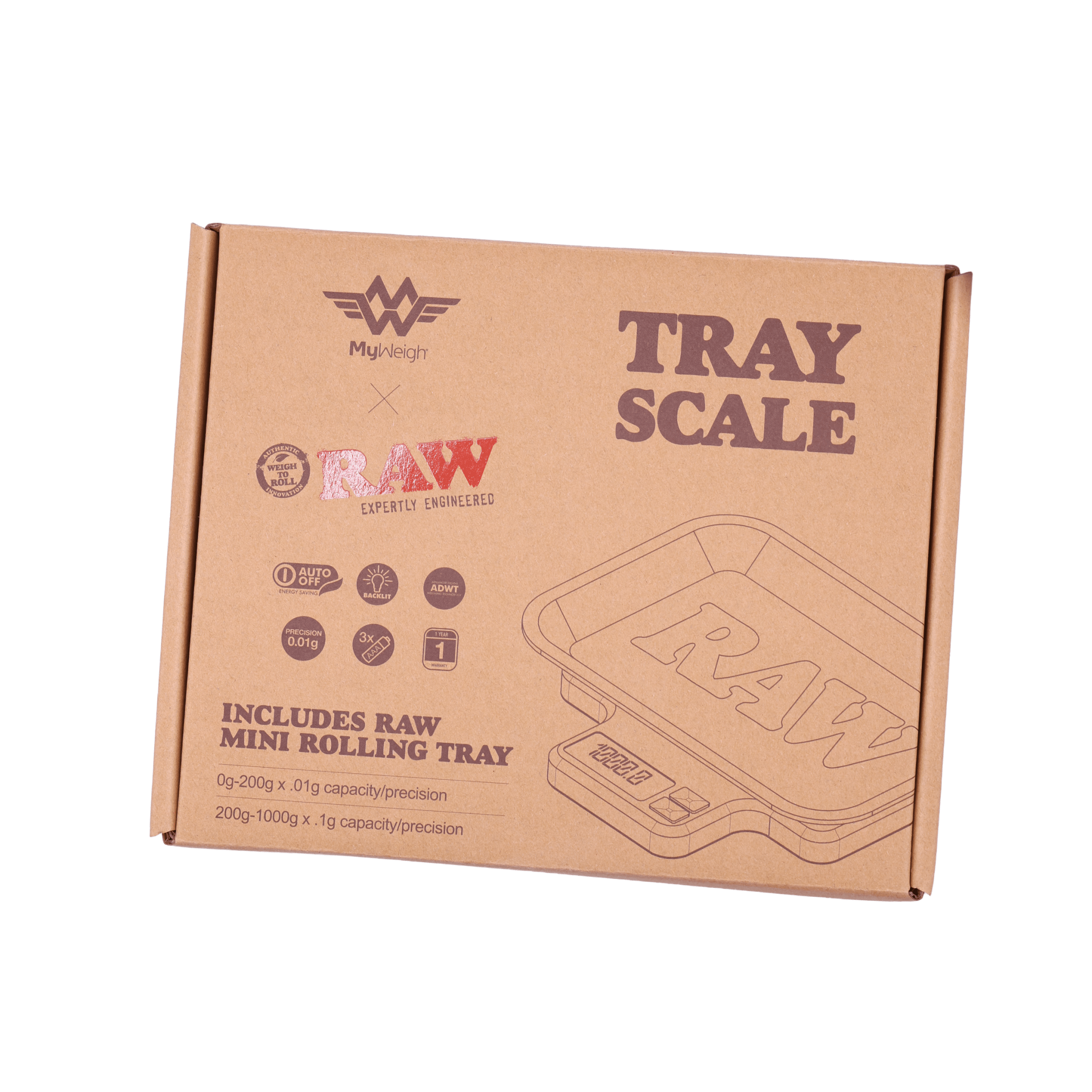 RAW MyWeigh Tray Scale 1000g Digitalwaage mit Drehtablett Einteilung 0,1g 0,01g - Only Bubatz