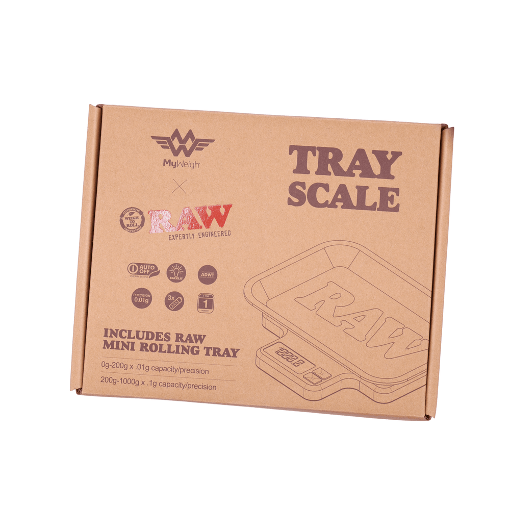 RAW MyWeigh Tray Scale 1000g Digitalwaage mit Drehtablett Einteilung 0,1g 0,01g - Only Bubatz